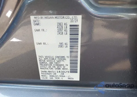 2020 Nissan Altima S Fwd from USA, damaged, VIN 1N4BL4BV3LC183029